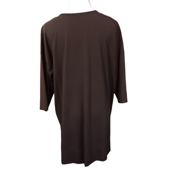 J. JILL Brown Shirt Top Medium Luxe Supima Ballet Sleeve Tunic Soft Brown Staple - Picture 3 of 9